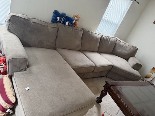 Beige fabric sectional sofa - beige,