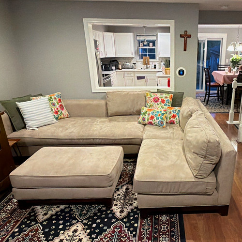 Bauhaus beige fabric sectional - beige,